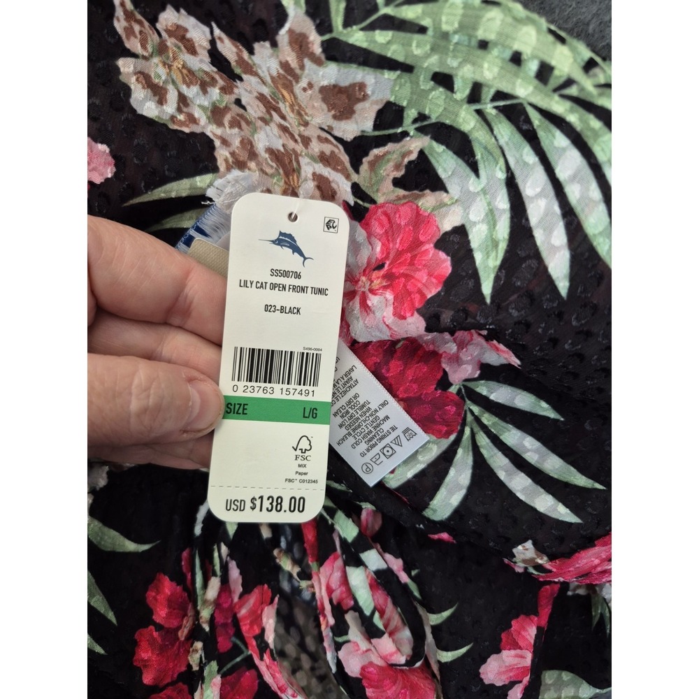 Tommy Bahama Womens L Lily Cat Tie Front Tunic Swim Cover Up NWT $138 Burnout - Picture 13 of 14